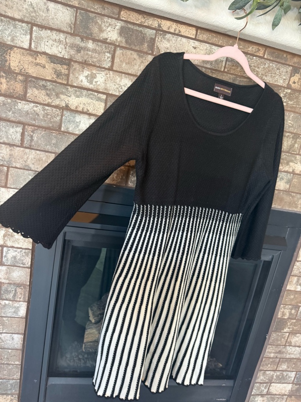 Black & White Knit Fit-and-Flare Dress